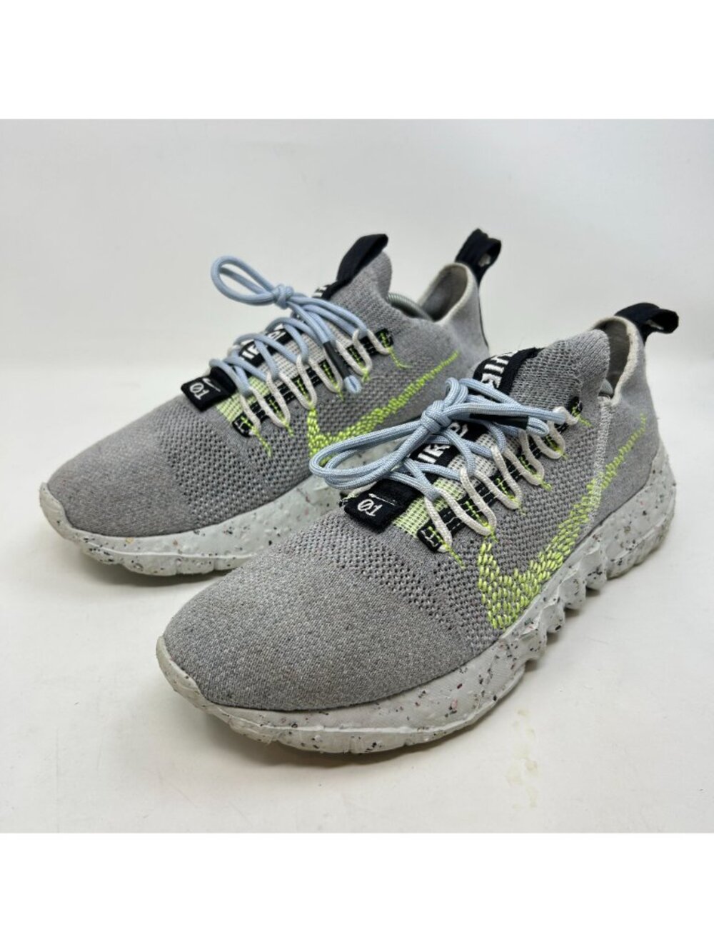 Nike Space Hippie Style Running Shoes Mens 11 Gray Volt Knit Sneakers Comfort - Picture 6 of 10